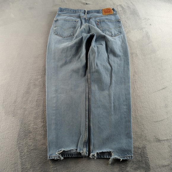 Levis 550 Jeans Mens 36x30* Blue Light Wash Ripped Grunge Baggy Punk Skater - Picture 3 of 12